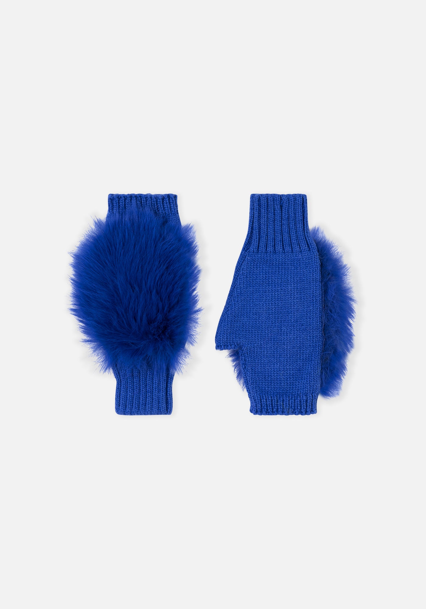 Gants Mitones en Peluche Bleue