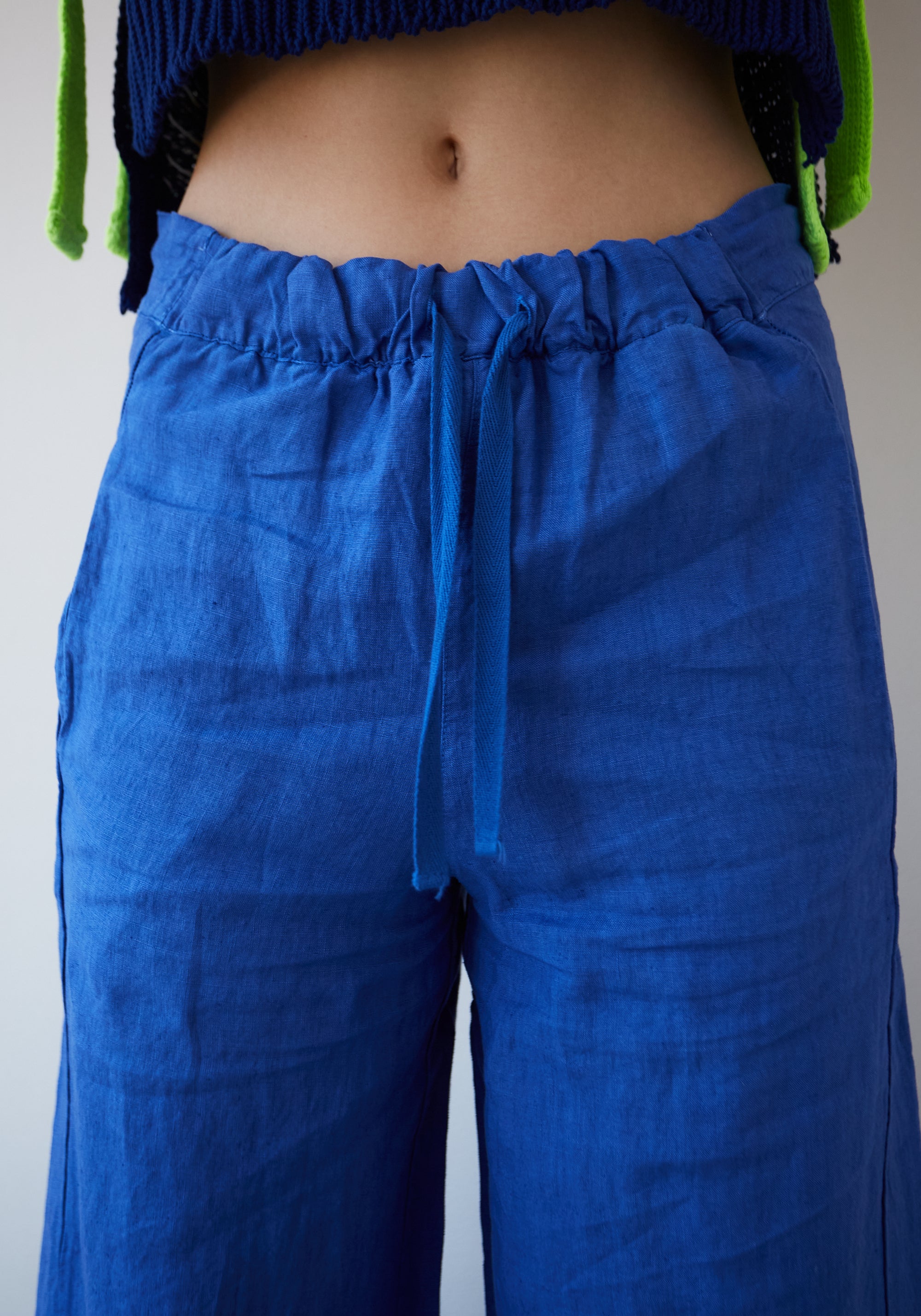 Pantalon Bomba en Lin Bleu