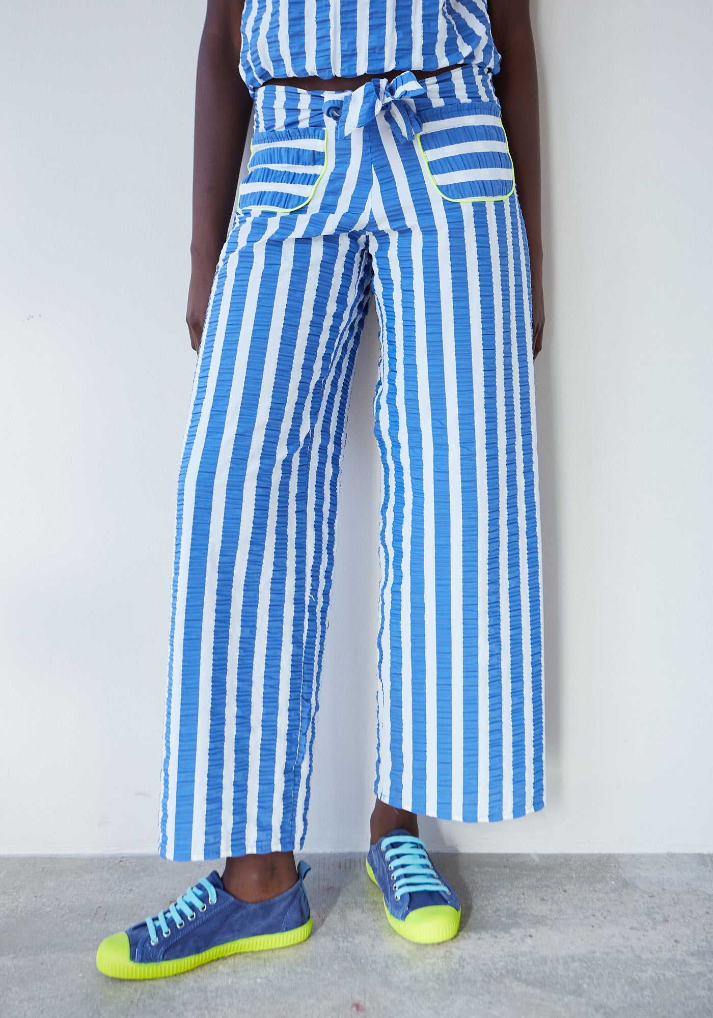 Pantalon Nœud Rayé Bleue