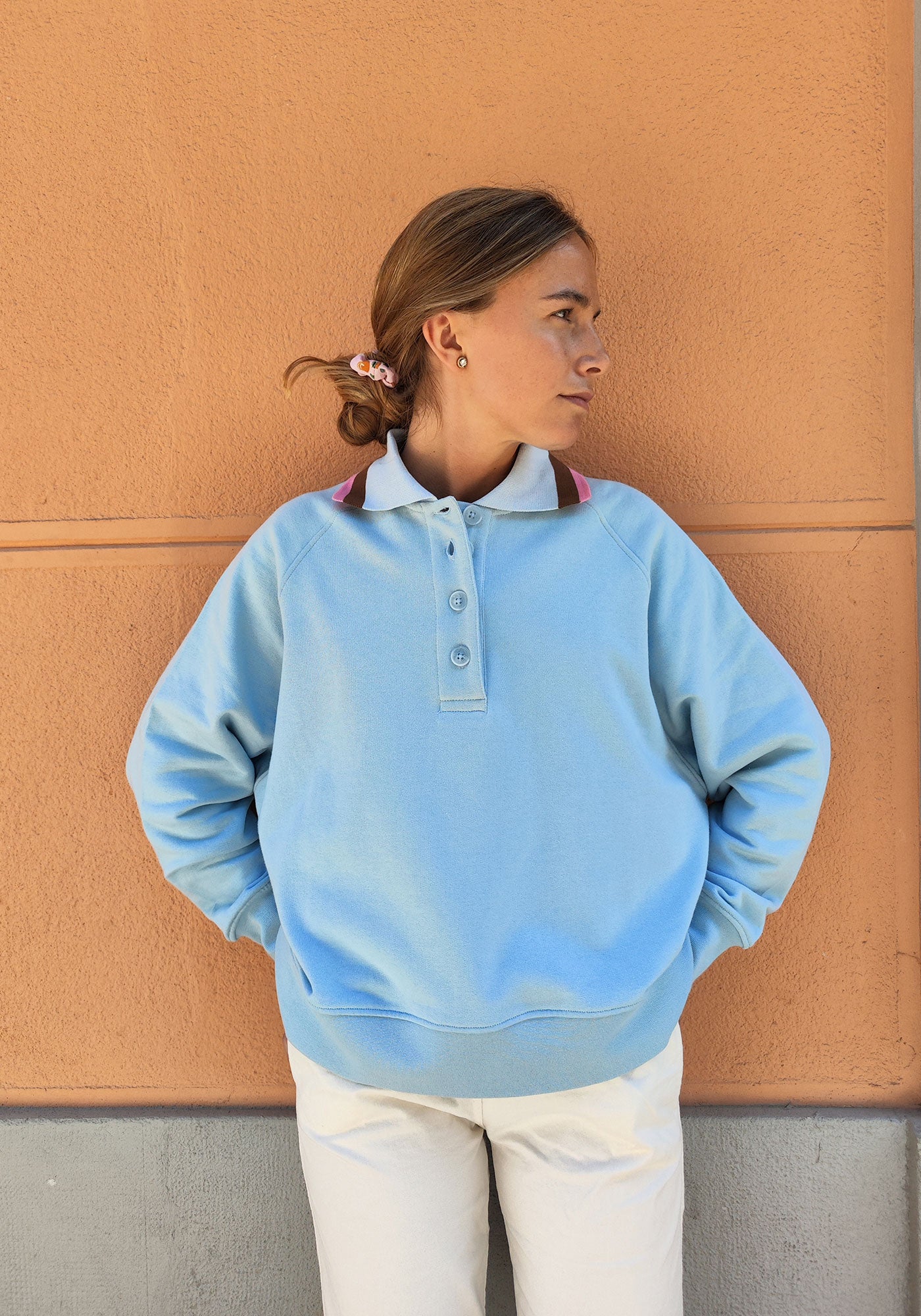 Sweat-shirt Polo Bleu Ciel